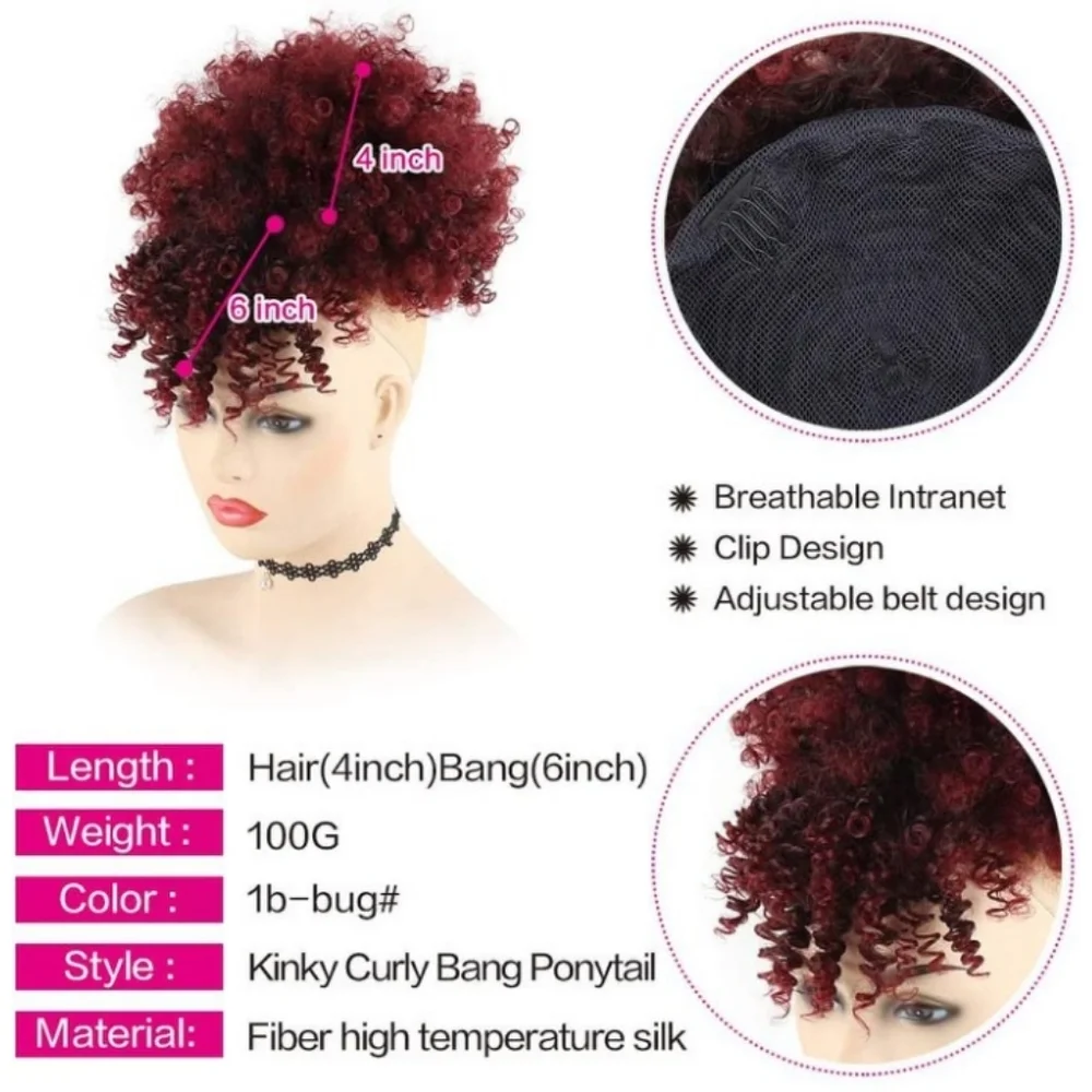 Blooming Hair Drawstring Ponytail With Bang